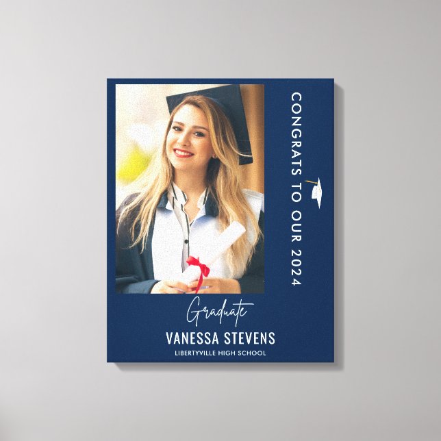 Congrats to Our 202X Graduate Navy  Photo Canvas Print (Front)