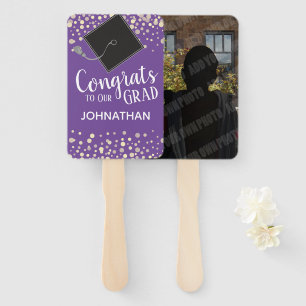 Congrats to Our Grad Confetti Photo Hand Fan