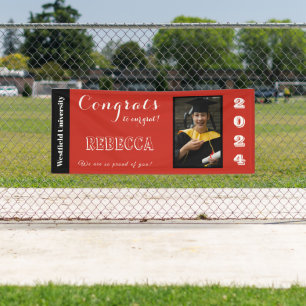 Congrats to Our Grad Red Background Banner