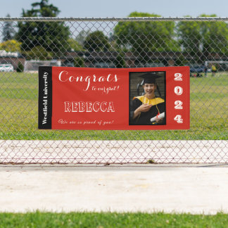 Congrats to Our Grad Red Background Banner