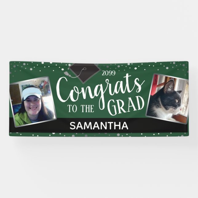 Congrats to Our Grad Two Photo Any Year Banner (Horizontal)