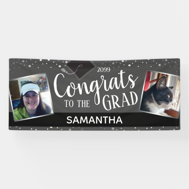 Congrats to Our Grad Two Photo Any Year Banner (Horizontal)