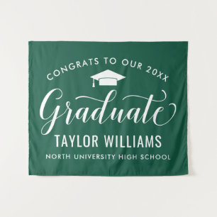 Congrats to Our Graduate Green Backdrop Tapestry