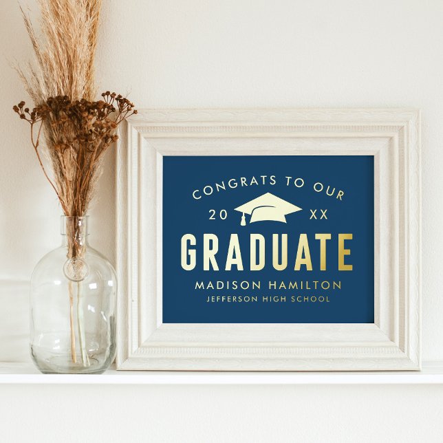 Congrats to our Graduate Navy Graduation Party Foil Prints (Creator Uploaded)