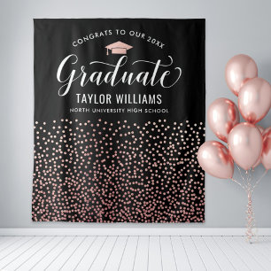 Congrats to Our Graduate Rose Gold Confetti Party Tapestry