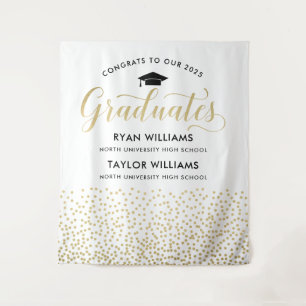 Congrats to Our Two Graduates Gold Confetti Party Tapestry