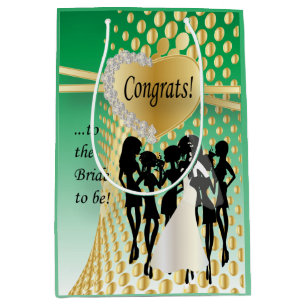 Congrats to the Bride to Be   Green Medium Gift Bag
