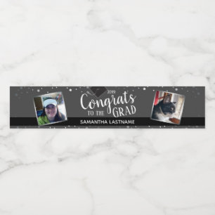 Congrats to the Grad Elegant Silver Photo Water Bottle Label