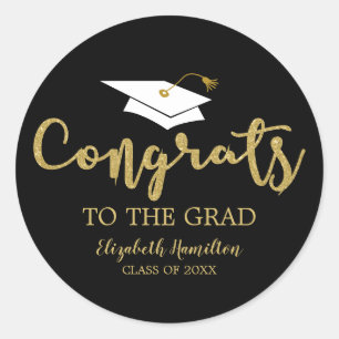 Congrats To The Grad Gold Glitter Chic Graduation Classic Round Sticker