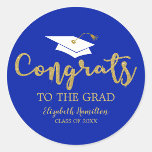 Congrats To The Grad Gold Glitter Chic Graduation Classic Round Sticker