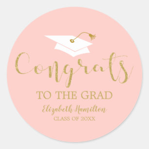 Congrats To The Grad Gold Glitter Chic Graduation  Classic Round Sticker