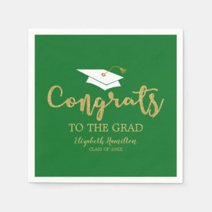 Congrats To The Grad Gold Glitter Graduation Napki Napkin