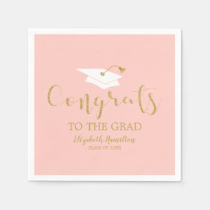 Congrats To The Grad Gold Glitter Graduation Napki Napkin
