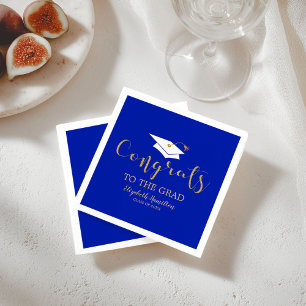 Congrats To The Grad Gold Glitter Graduation  Napkin