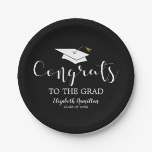 Congrats To The Grad Grad Cap Chic Graduation Paper Plate