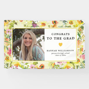 Congrats to the Grad Yellow Daffodil Photo Banner