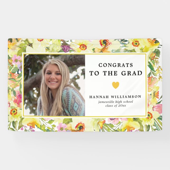 Congrats to the Grad Yellow Daffodil Photo Banner (Horizontal)
