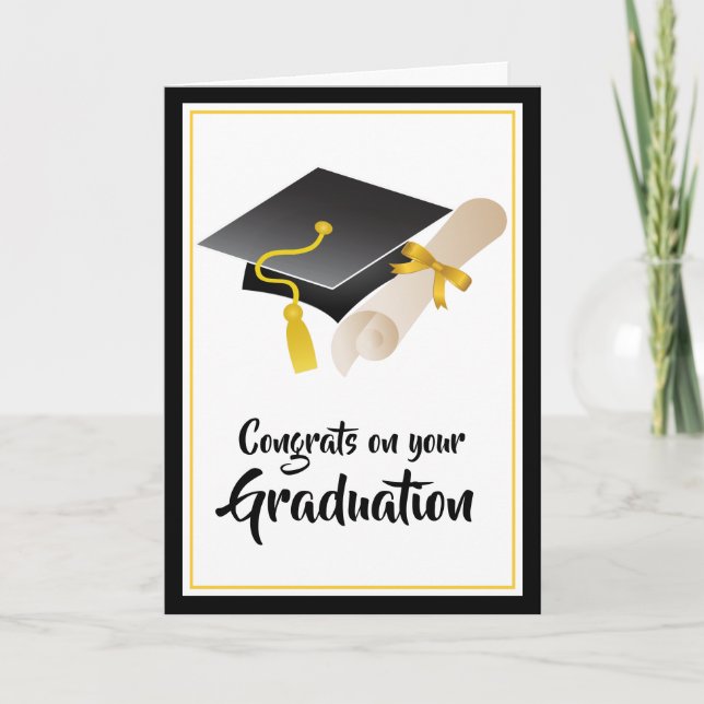 Congrats to the Graduate Cap and Diploma Card (Front)
