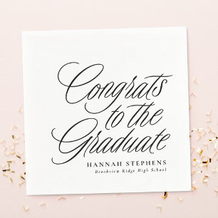 Congrats to the graduate classic black graduation napkin