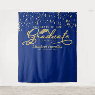 Congrats To The Graduate Gold And Blue Backdrop Tapestry