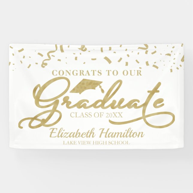 Congrats To The Graduate Gold And White  Banner (Horizontal)
