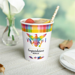 Congrats U.S. Virgin Islands Madras Flag & Islands Paper Cups