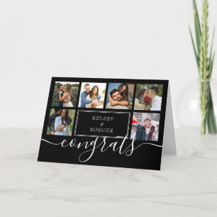 Congrats Wedding Photo Collage Black and White Card
