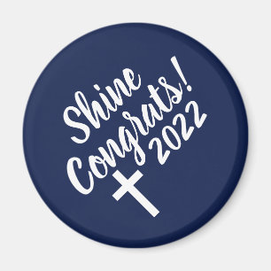 Congrats White Cross Time to Shine Graduation Blue Magnet