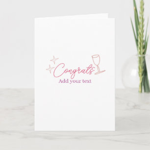 congrats wine glass stars pink pastel bold retro g card