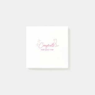 congrats wine glass stars pink pastel bold retro g post-it notes