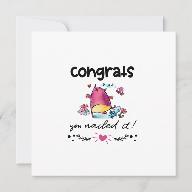 Congrats You Nailed It Cartoon Owl Humour Card (Front)