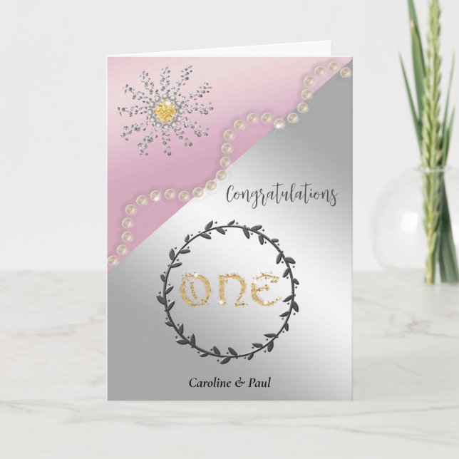 Congratulate Friends on 1st Wedding Anniversary Card (Front)