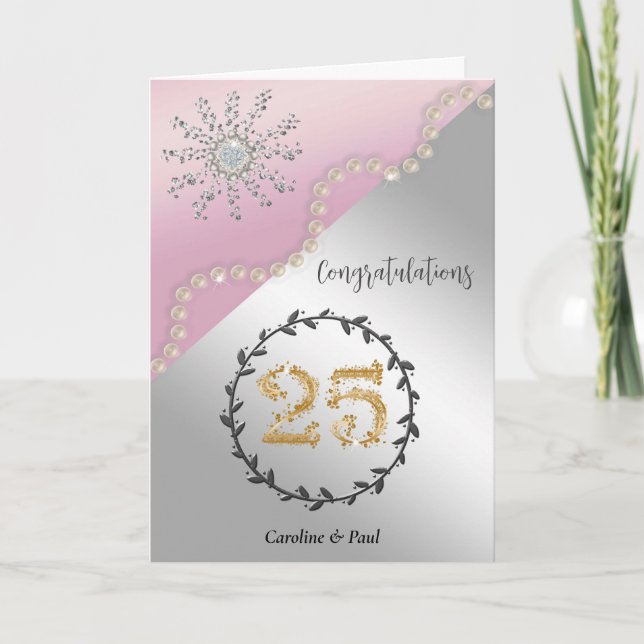 Congratulate Friends on 25th Wedding Anniversary Card (Front)
