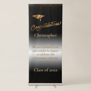 Congratulate the Graduate Class of Black Ombré Retractable Banner