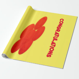CONGRATULATION BALOON DESIGN RED AND CANARY YELLOW WRAPPING PAPER