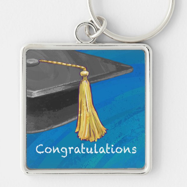 Congratulation Black and Blue Key Ring (Front)