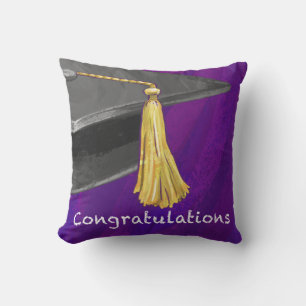 Congratulation Black and Purple Cushion