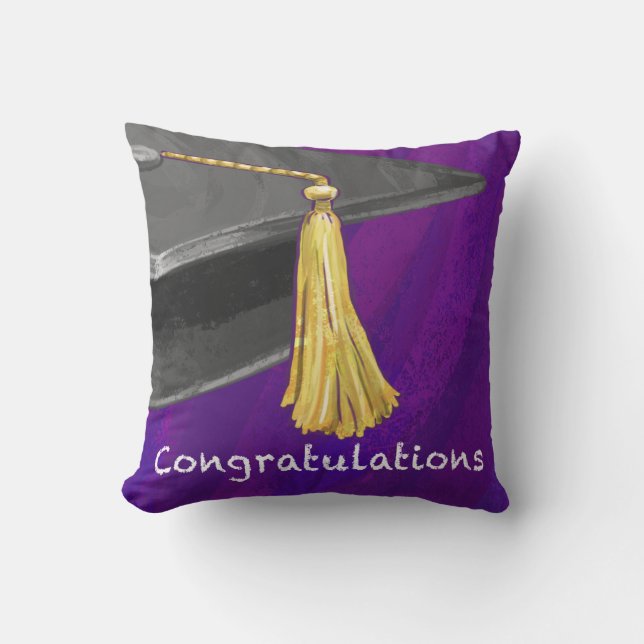 Congratulation Black and Purple Cushion (Front)