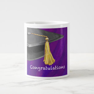 Congratulation Black and Purple Large Coffee Mug