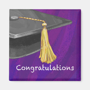 Congratulation Black and Purple Magnet
