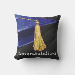 Congratulation Blue and Black Cushion