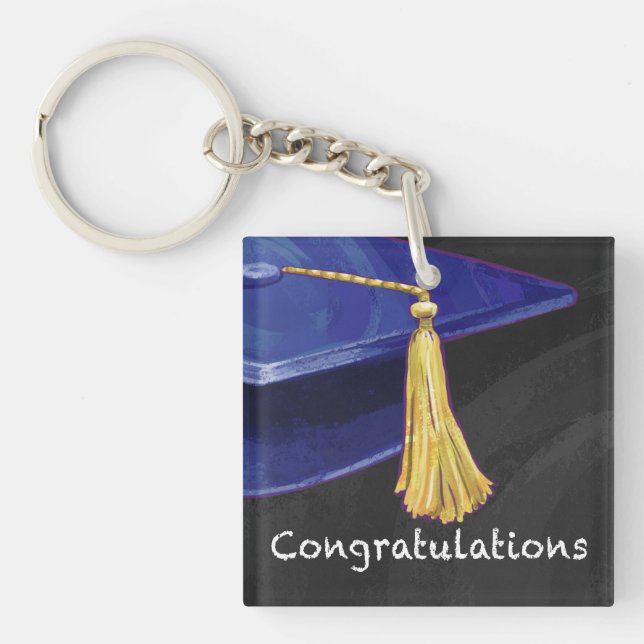 Congratulation Blue and Black Key Ring (Front)
