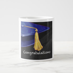 Congratulation Blue and Black Large Coffee Mug