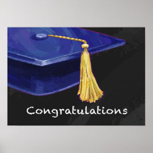 Congratulation Blue and Black Poster