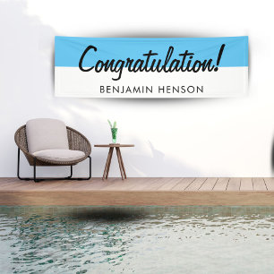 Congratulation Blue Typography Name Party Banner