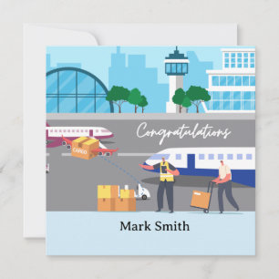 Congratulation Cargo Staff on Airport background Card