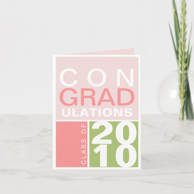 Congratulation class of year green pink modern card (Front)