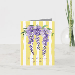 Congratulation elegant watercolor floral Yellow Card