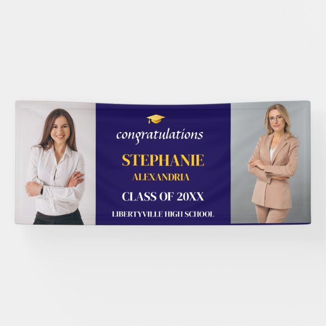 Congratulation GRADS 2 Photos Script Your Colour Banner (Horizontal)