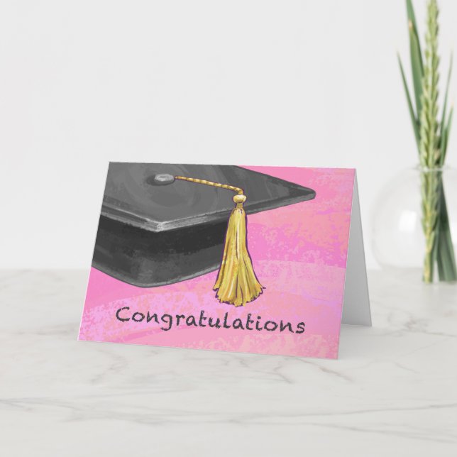 Congratulation Graduate Black and Pink Card (Front)